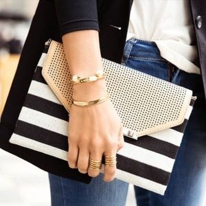 Stella and Dot black and white striped clutch